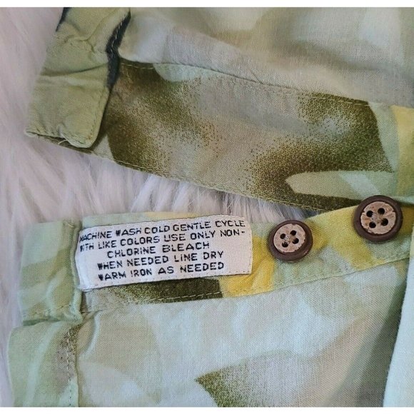 Ron Chereskin Mens Shirt M Green Floral Hawaiian Button Up Short Sleeve - Picture 10 of 10